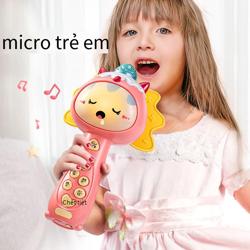 Giá thấp nhất trẻ em micro nhỏ đồ chơi bé hát máy micro không dây nhạc karaoke âm thanh tích hợp cô gái quà tặng