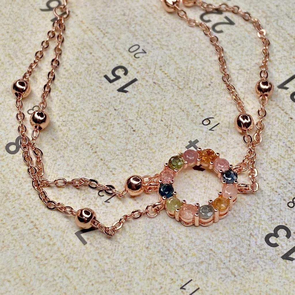 Lắc Tourmaline ttan mạ vàng hồng