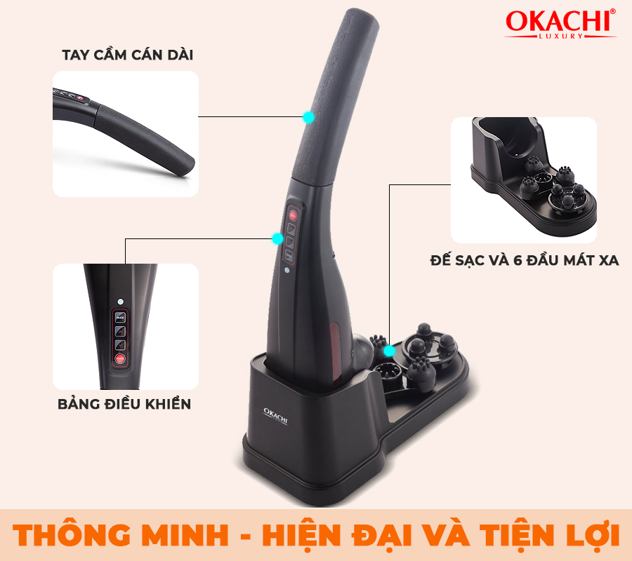 Máy massage cầm tay hồng ngoại OKACHI LUXURY JP-M610 (màu đen)