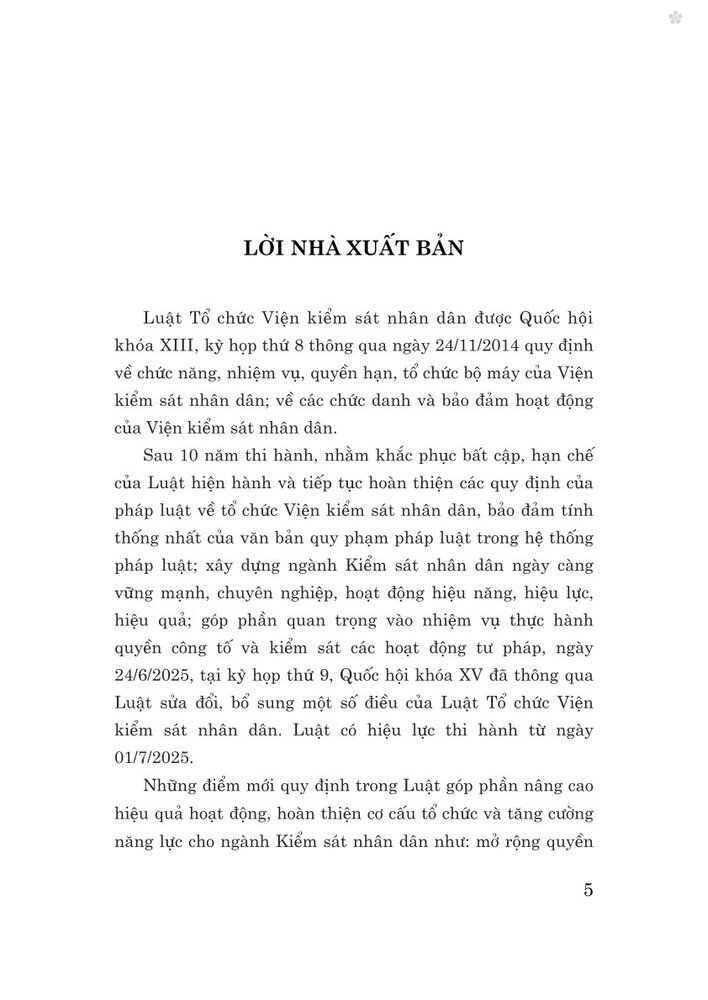 Luật Tổ chức Viện kiểm sát nhân dân năm 2014 (sđ, bs năm 2025)