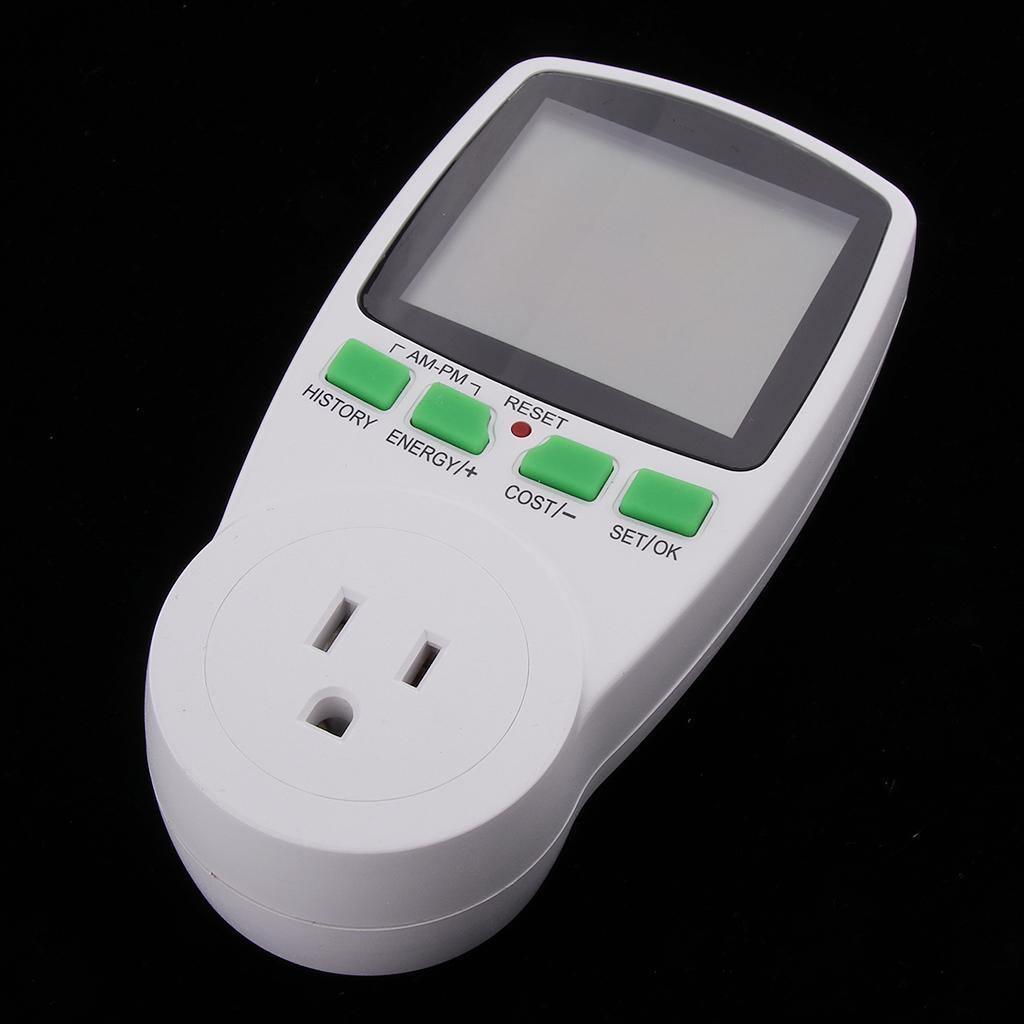 Digital Electricity Usage Monitor Plug Power Meter Energy Voltage Amps Meter