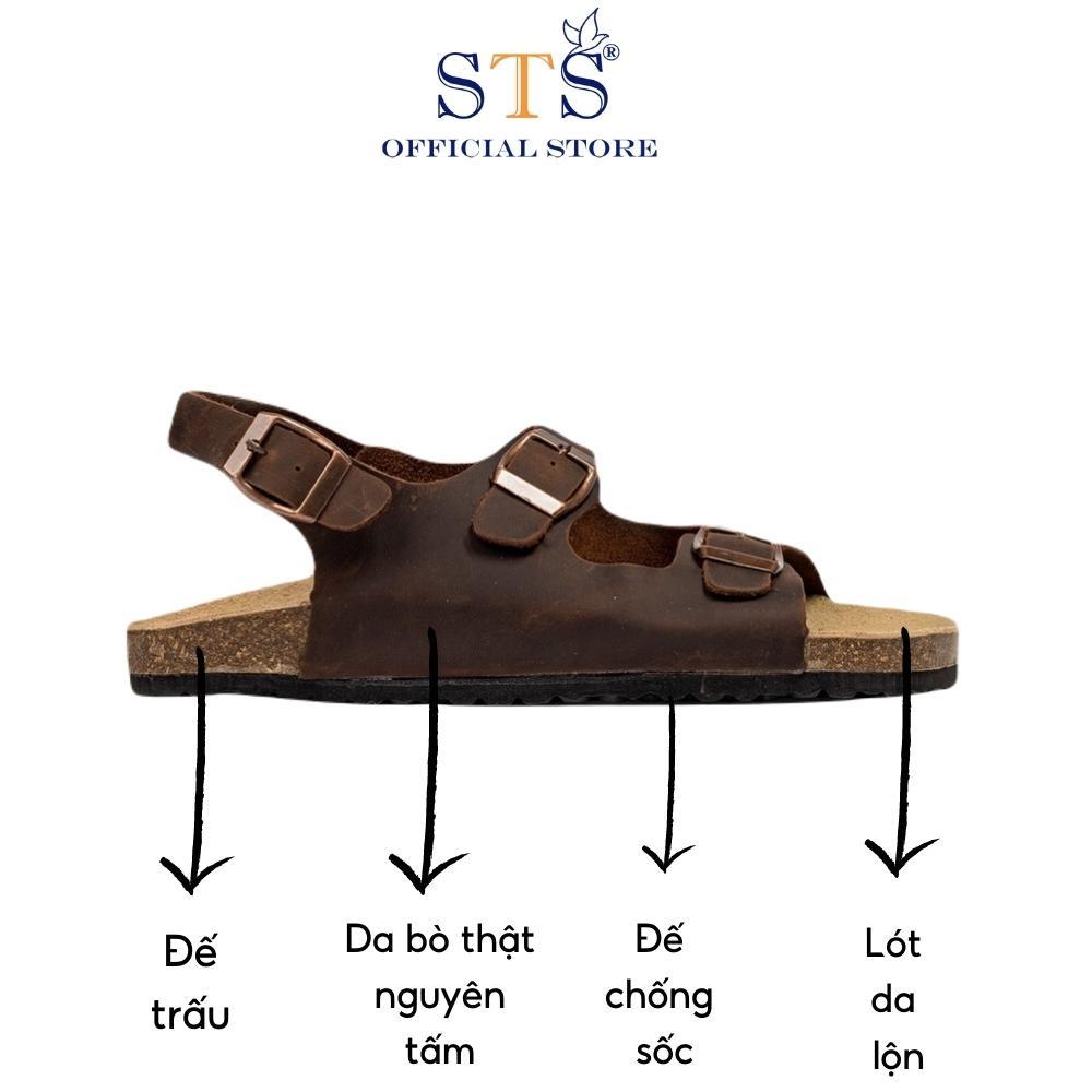 Giày SanDal đế trấu Birken Unisex quai ngang quai hậu thời trang da bò thật nguyên tấm cao cấp ST02