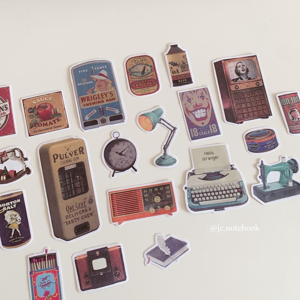 Set Sticker Trang Trí Sổ Vintage Đồ Cổ Điển - Túi hình dán Retro