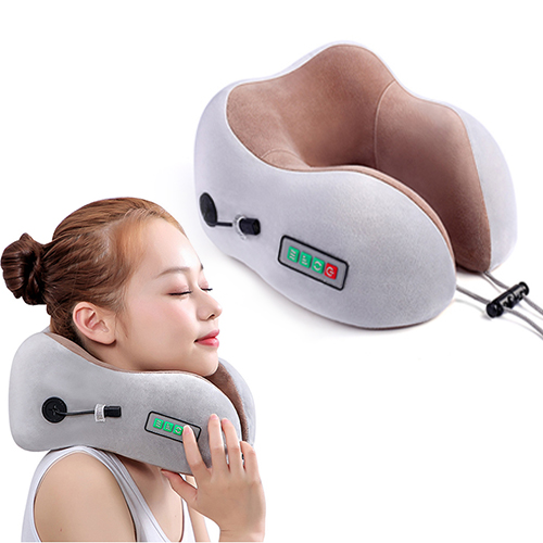 Gối ngủ massage pin sạc hình chữ U tạo nhiệt trị đau mỏi cổ YJ818 - Dòng cao cấp - Nhiều màu, giao ngẫu nhiên