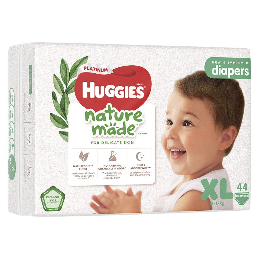 Tã Dán Siêu Cao Cấp Huggies Platinum Naturemade XL44 (44 Miếng)