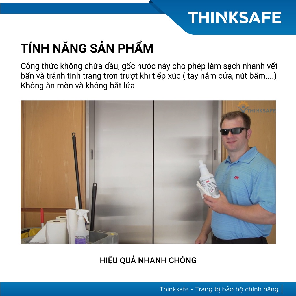 Chai Tẩy Rửa Bảo vệ Inox 3m Thinksafe, Vệ sinh thép, đóng bóng, bảo vệ, dung dịch tẩy rửa - 3M Stainless Protector