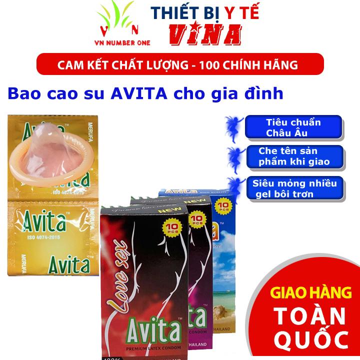 Bao cao su trơn AVITA, nguyên liệu nhập khẩu Hộp 10 Cái