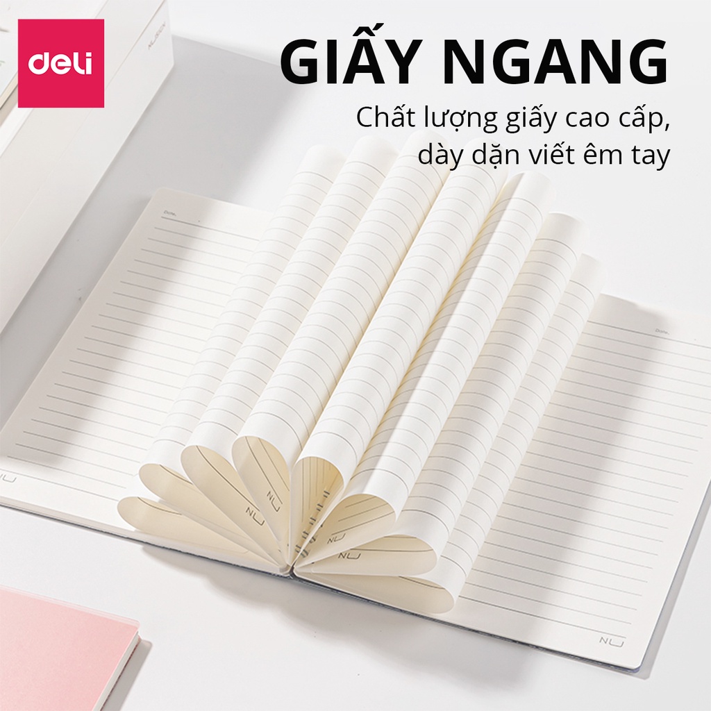 Sổ còng bìa nhựa PP Cao cấp NUsign Deli- 60 trang A5 - 4 màu bìa pastel trendy - phù hợp làm planner, tập vở học sinh, sổ tay, sổ ghi chép