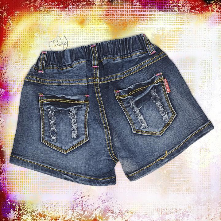 Quần short jean thun rách cho bé gái size nhí