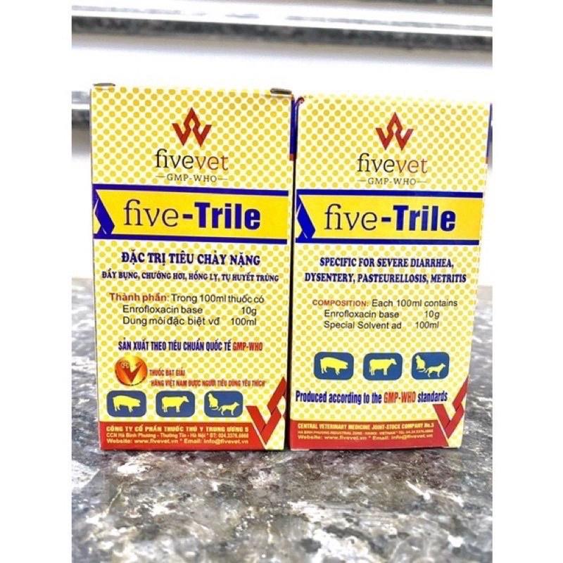 [ THÚ Y ] 1 lọ FIVE-TRILE 100ml Đặc trị tiêu chảy nặng, đầy bụng, chướng hơi, hồng lỵ, tụ huyết trùng dùng cho trâu bò lợn gà chó mèo