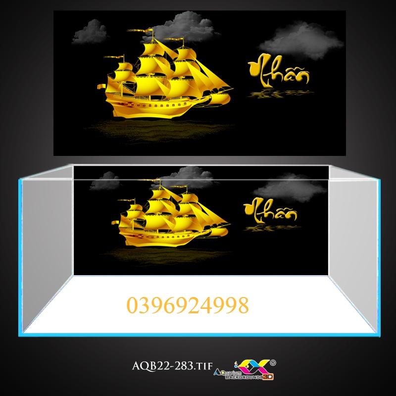 Tranh dán bể cá - Tranh 3D cho bể cá - Thuyền và chữa nhẫn - Decal 3 lớp - Keo sẵn mặt trước