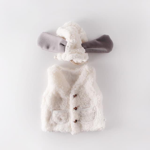 Áo gile cừu kèm mũ cho bé