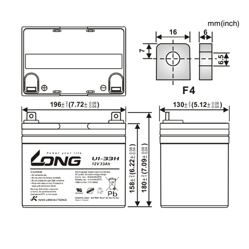 ẮC QUY KÍN KHÍ (VRLA AGM) LONG 12V 33AH U1-33HN - (PDC-TECH)