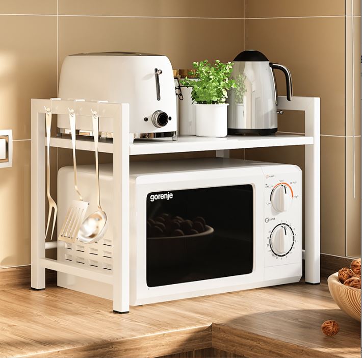 Kệ Lò Vi Sóng Đa Năng Hg Furniture Loại 1 Tầng Và 2 Tầng - Kệ 1 Tầng - Khung Trắng - Mặt Trắng