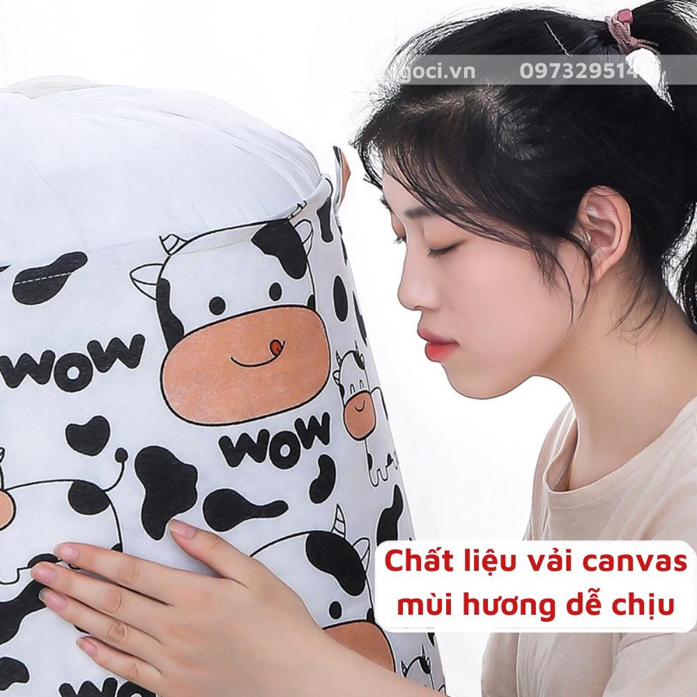 Túi đựng chăn màn quần áo 100L đa năng vải canvas túi có nắp khoá miệng chống thấm nước và côn trùng cất trữ đồ tiện lợi