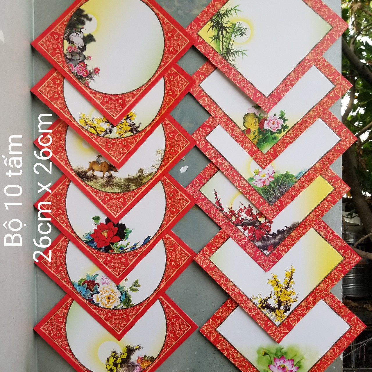 Set 10 tờ Giấy viết thư pháp nhiều mẫu 26cm x 26cm . Nghiêng giấy bút mực viết thư pháp.