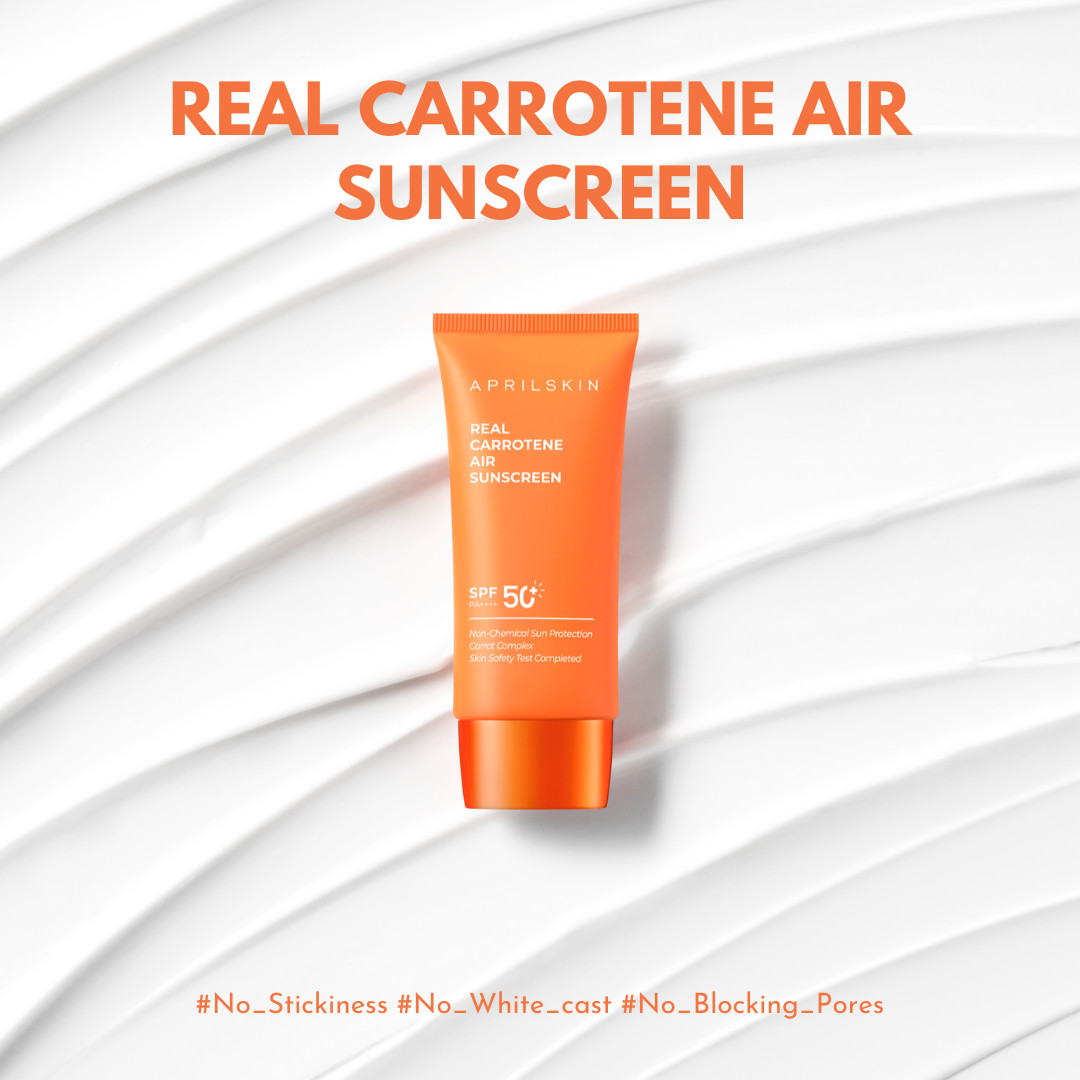 Kem chống nắng cà rốt Aprilskin Real Carrotene Air Sunscreen 50ml + Tặng KÈm 1 băng đô tai mèo (màu ngẫu nhiên)