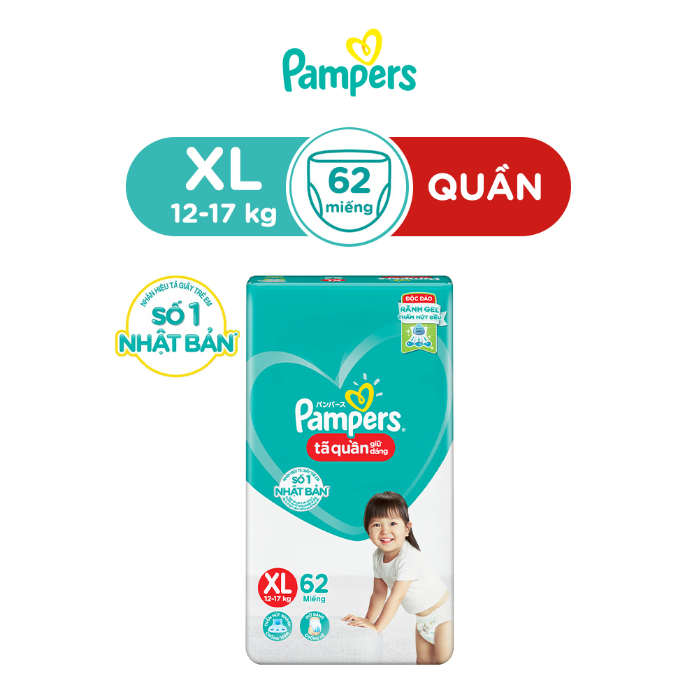 Tã/Bỉm Quần PAMPERS Giữ Dáng Mới Gói Cực Đại M74/L68/XL62/XXL56