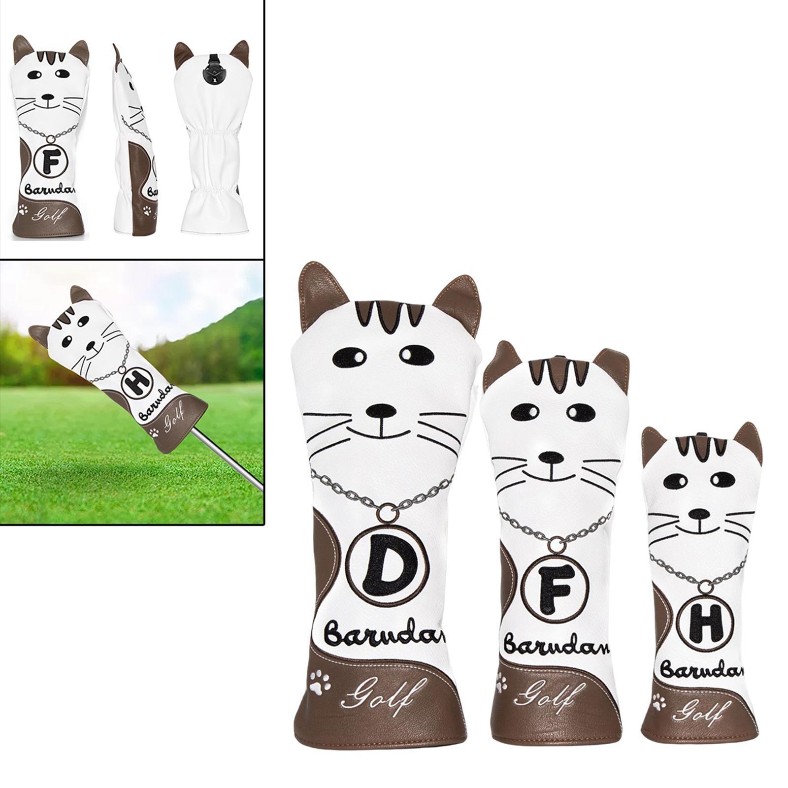 3Pcs/Set Golf Club Head Covers Waterproof Leather with No. Tags Golf Woods Headcovers