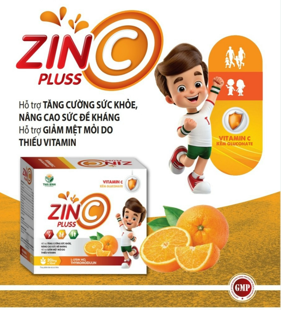 Siro Tăng Cường Sức Đề Kháng Zinc Plus - Bổ Sung Kẽm Gluconat Và Vitamin C -  Zin C Gluconat – Ngọt Thơm Dễ Uống - Hộp 20 Ống