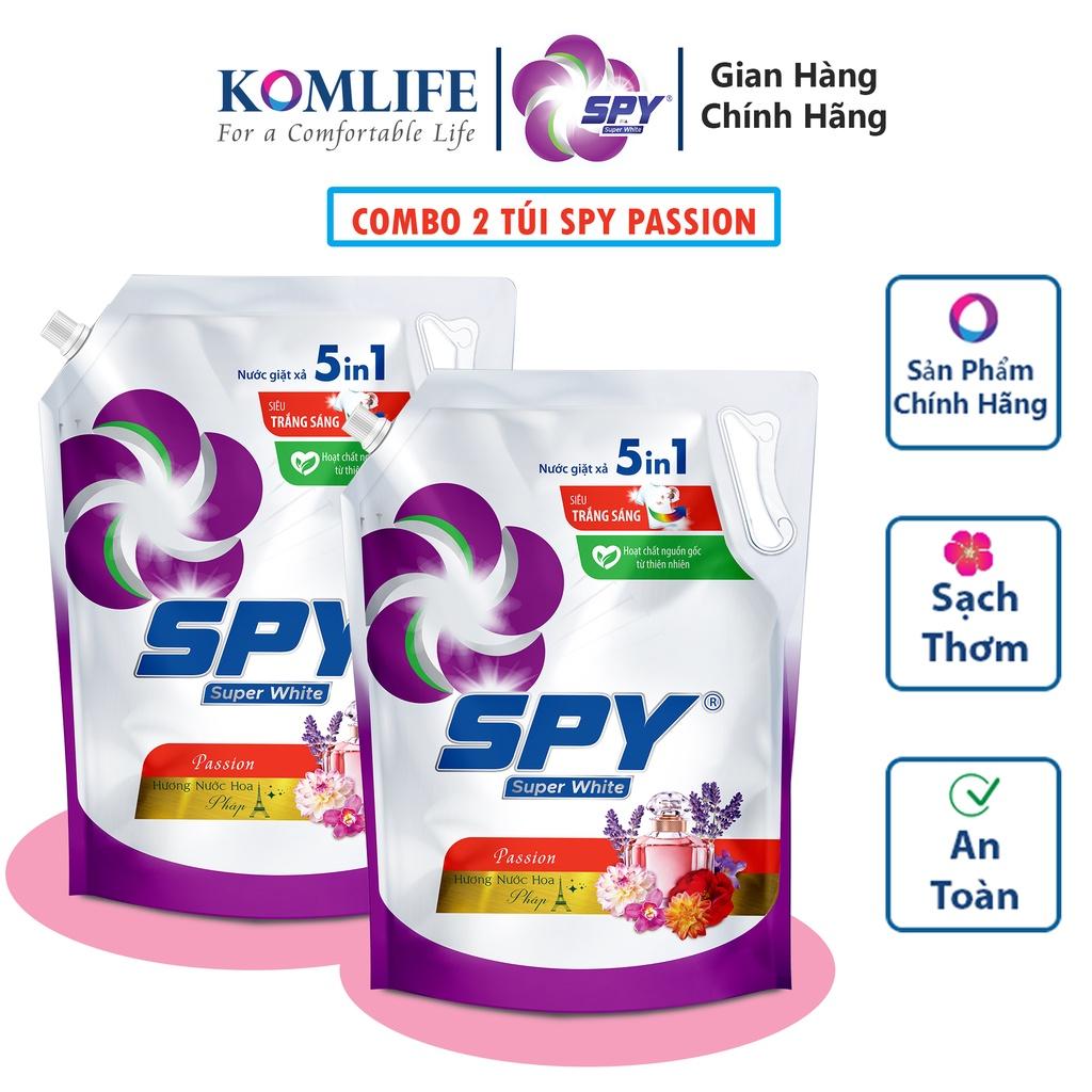 (New) Combo 2 túi nước giặt xả SPY Super White Passion 3,6kg siêu trắng sáng hương nước hoa Pháp