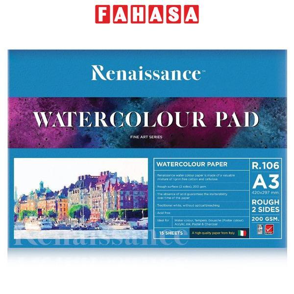 Tập Vẽ Màu Nước A3 - Renaissance R-106 (15 Tờ)