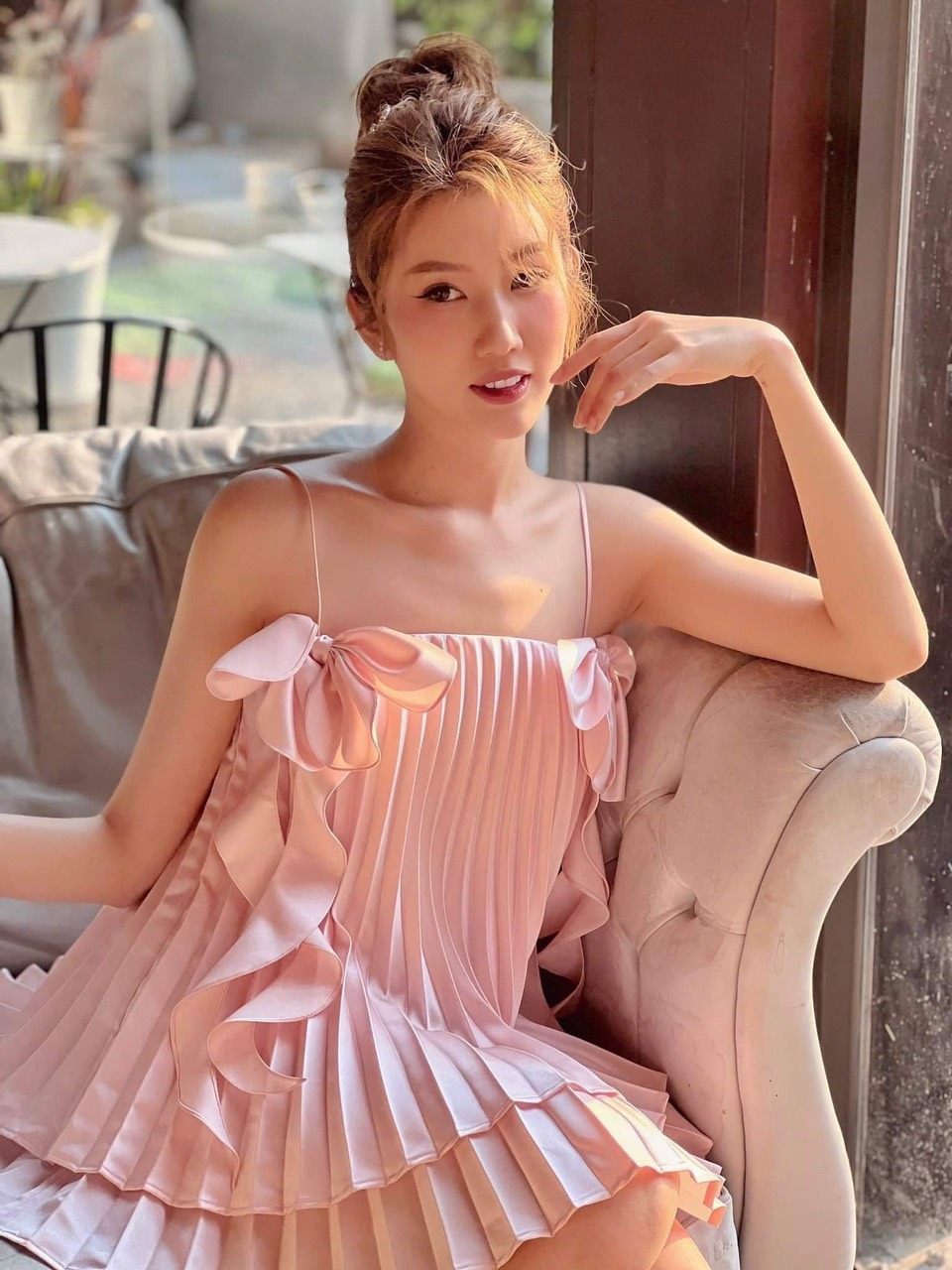 ĐẦM XUÔNG DẬP LY HAI LỚP ĐÍNH NƠ CHẤT LỤA BÓNG CAO CẤP CỰC SANG CHẢNH ĐẸP TỪNG MI LI MÉT