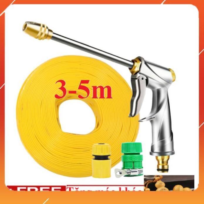 Bộ dây vòi xịt bơm nước tưới rửa ,tăng áp 3 lần, loại 3m,5m 206701-Ađầu đồng,cút,nối nhựa v+ móc khoá