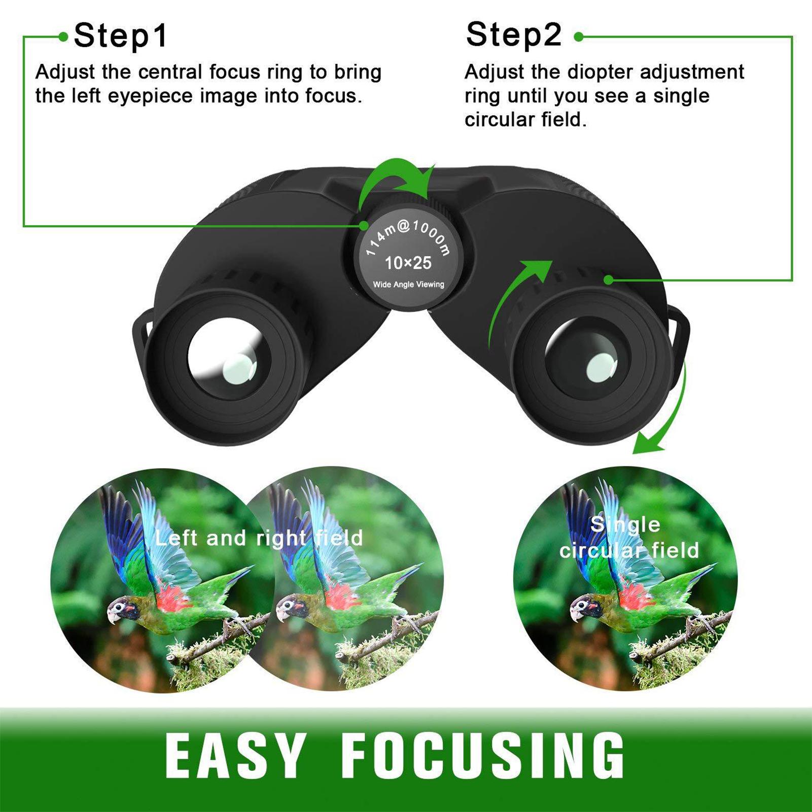 10X25 Mini Binoculars for Adults and Kids with Weak Light Night View BAK4 Prism Waterproof Binoculars for Bird Watching Travel Concerts Hiking