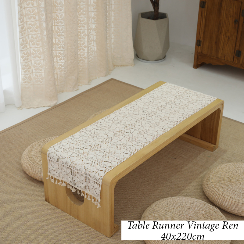 Khăn trải giữa bàn Table Runner ren Rustic trang trí