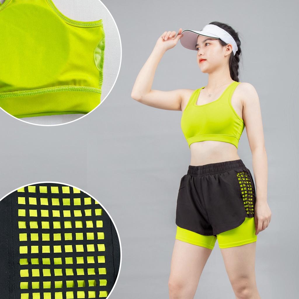 Bộ đồ tập Gym Aerobic, Quần đùi boxer, Áo bra Gladimax thể thao