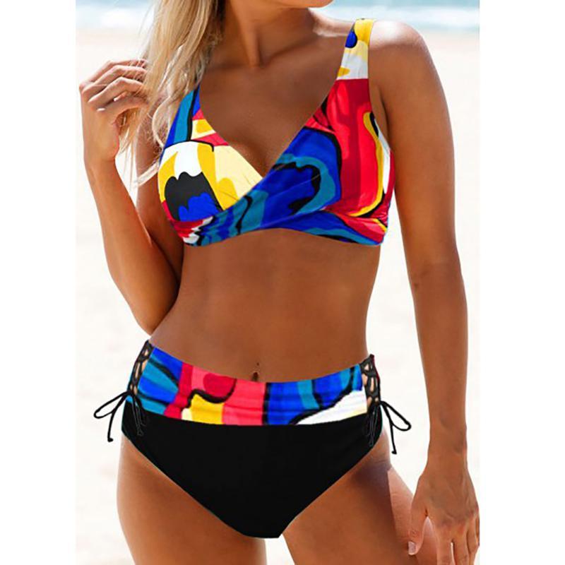 2021 Mới Quyến Rũ Bikini Bộ Sọc Nhiều Màu Push Up Bikini Hè Dây Có Đệm Plus Kích Thước Đồ Bơi Nữ Đồ Bơi Nữ Biquini