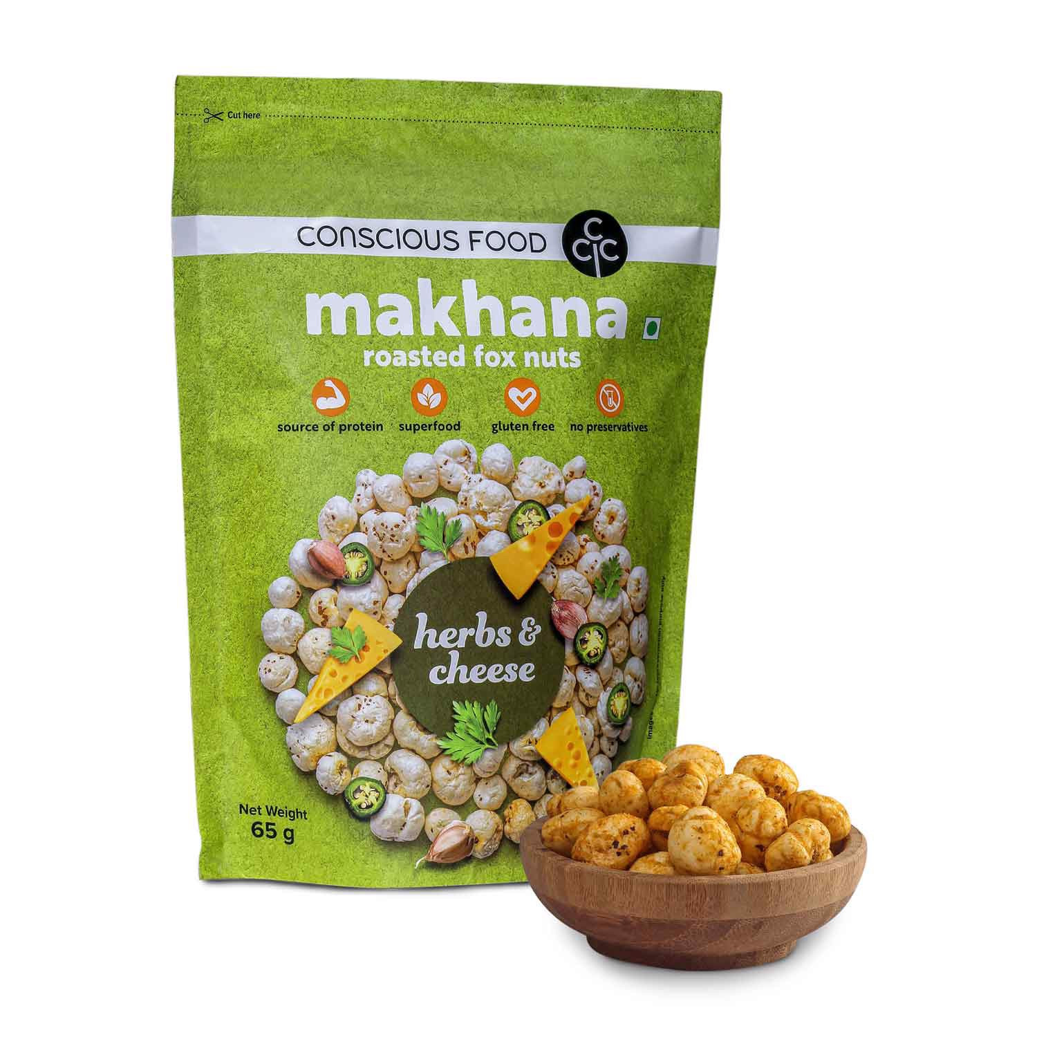 Combo Hạt sen nổ phồng Makhana 2 loại 65GRX2 vị Peri Peri + Thảo mộc&amp;Phô mai