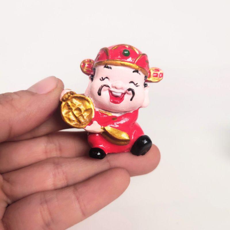 Phụ kiện trang trí tiểu cảnh thần tài ôm tiền, chuyên derco tiểu cảnh sen đá, xương rồng, trang trí bánh gato