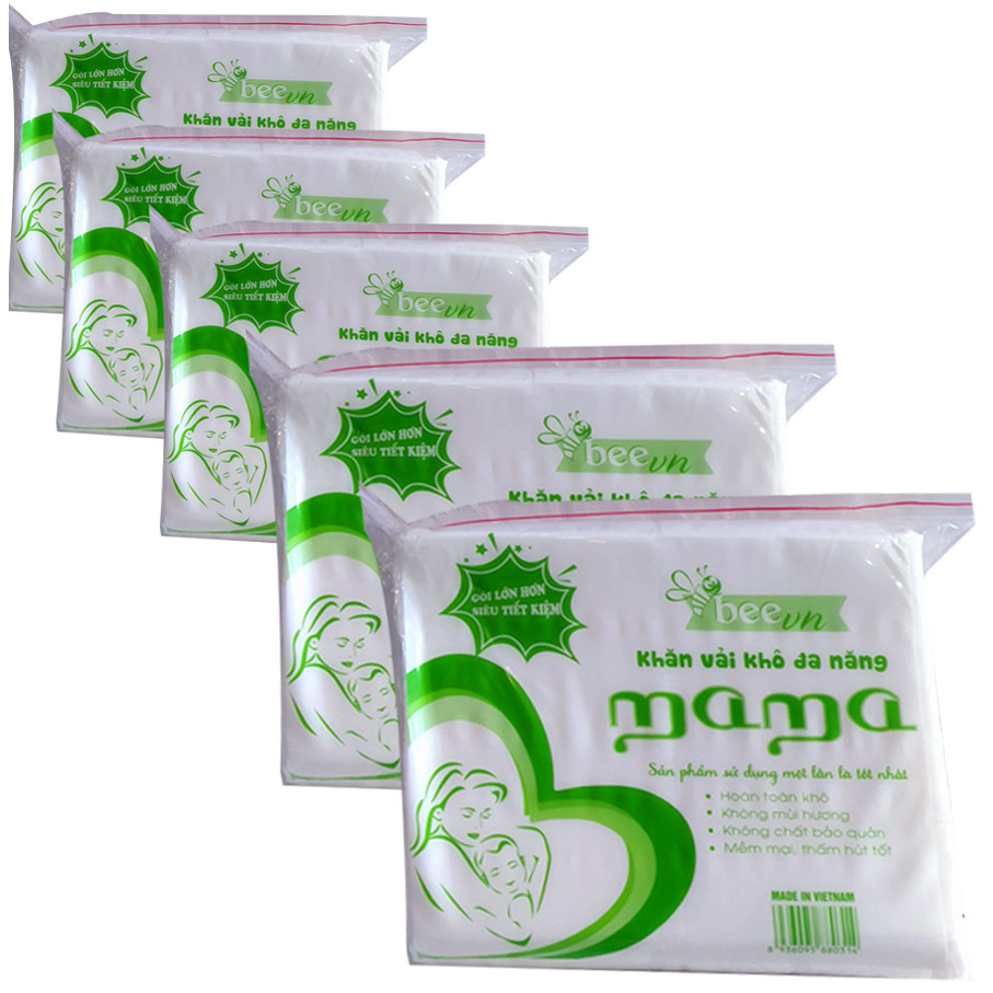 Combo 5 khăn giấy khô đa năng cao cấp Mama 600g