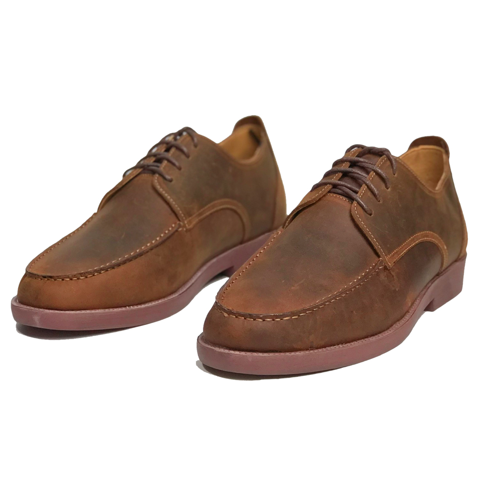 Giày nam da bò sáp ngựa điên cao cấp buộc dây Derby Moctoe Classic Brown