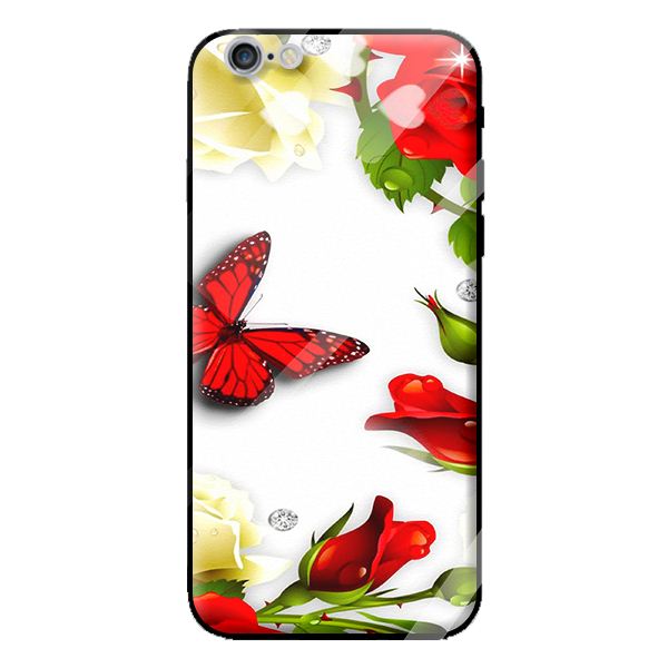 Ốp kính cường lực cho iPhone 6 mẫu BƯỚM ĐỎ 1 - Hàng chính hãng