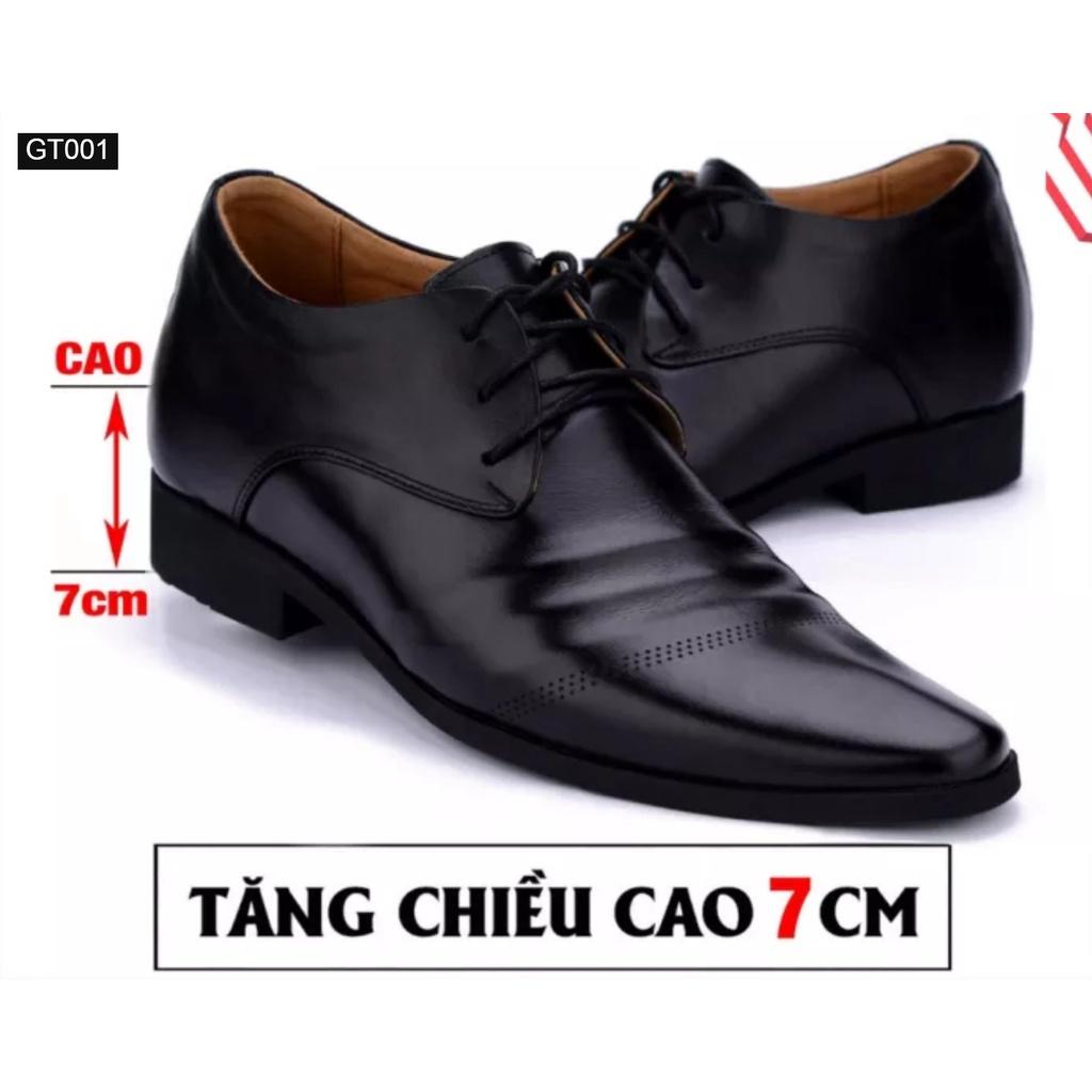 Giày Tây Nam Da Mềm, Tăng Bí Mật 6-7Cm, Đế Cao Su May Sẵn, Phối Cột Dây Thời Thượng GT001