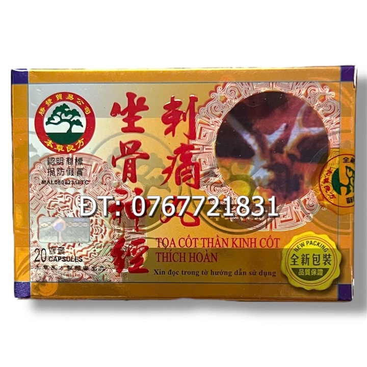 Viên uống xương khớp Toạ cốt thần kinh cốt thích hoàn - Hộp 20 viên - Xuất xứ Malaysia - Mã số 1514