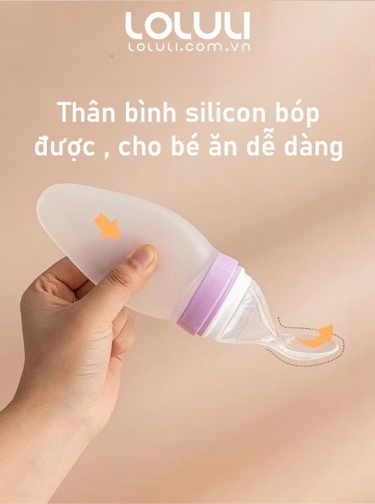 Bình muỗng ăn dặm Loluli nhựa PP và silicon cho bé ăn dặm uống sữa - 100ml