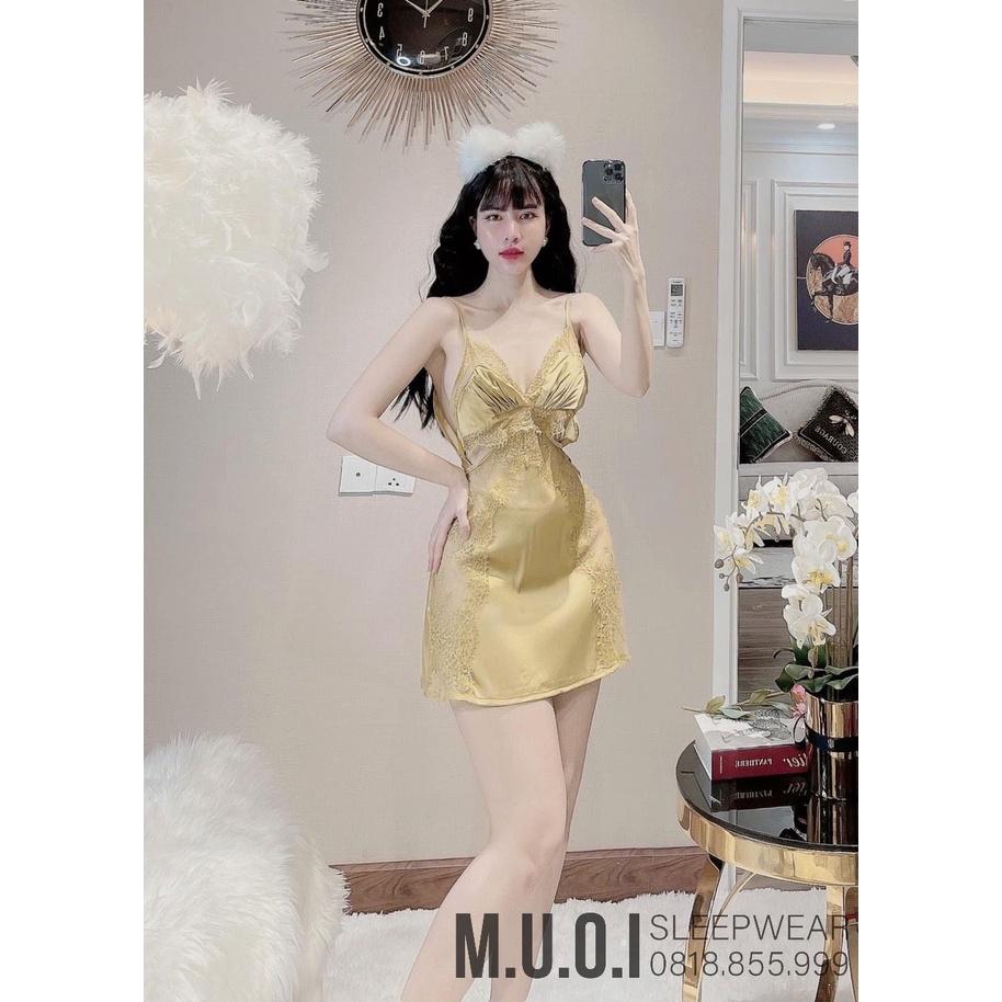Váy ngủ lụa phối ren ngực sexy hot hit 2021 ️️Đầm mặc nhà gợi cảm QUẢNG CHÂU Muối store- sx 50 -( video- ảnh)