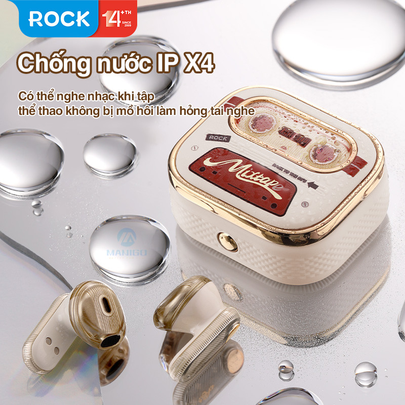 Tai nghe Bluetooth nhét tai không dây TWS Rockspace Retro Mix Tape nghe nhạc lên đến 20h Hàng chính hãng có bảo hành