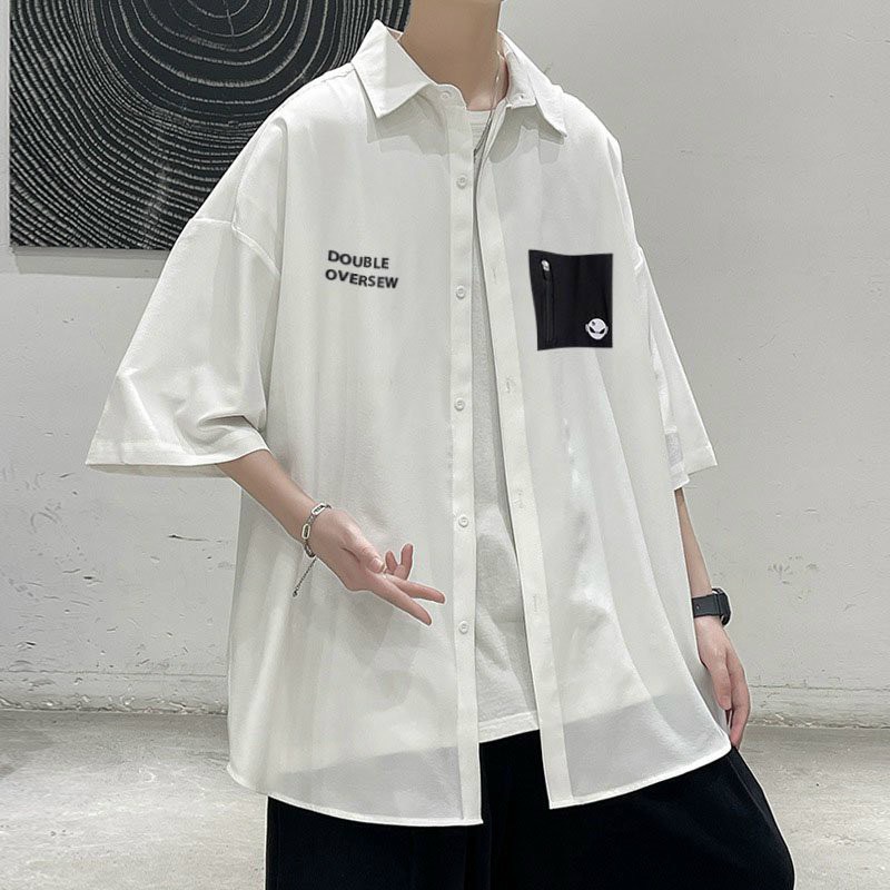 Áo Sơ Mi Tay Ngắn  Form Rộng Unisex Có Túi Áo Dễ Phối Đồ Chất Dày Dặn