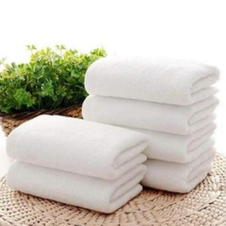 Combo 2 Khăn Trắng 100% Cotton Cao Cấp - Dùng cho Gđ, Khách Sạn, Spa, Homestay : 2 Kích Thước Chuẩn (60*120cm) &amp; (40*90c