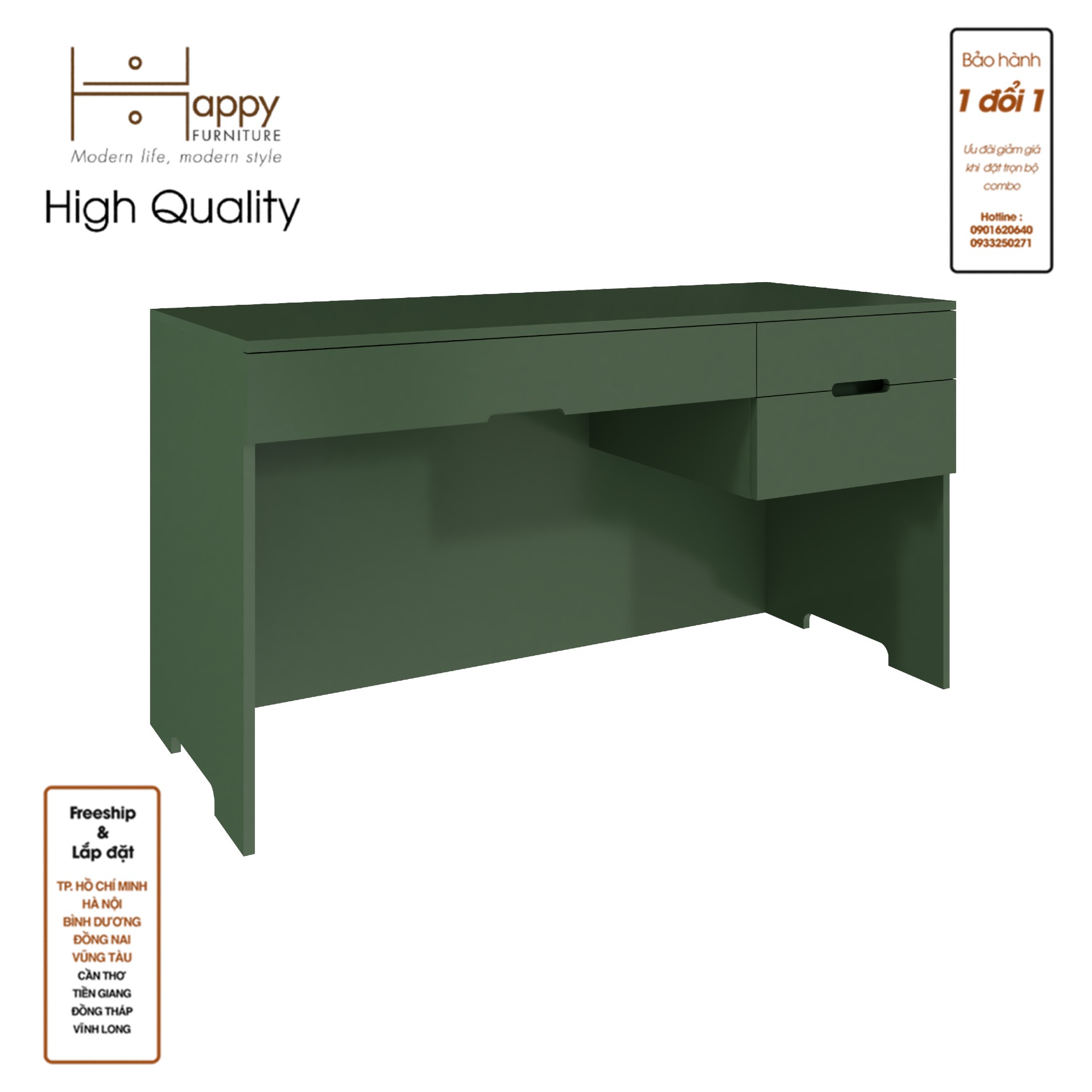 [Happy Home Furniture] MOLLY , Bàn làm việc 3 ngăn kéo, 140cm x 58cm x 75cm ( DxRxC), BAN_062