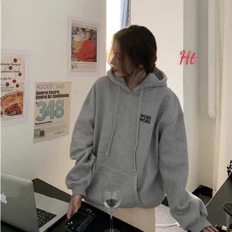 ÁO HOODIE NAM NỮ FORM RỘNG IN WORK CHẤT NGOẠI MỊN MỀM BAO ĐẸP CỦA KMG HÀNG MỚI TP0114