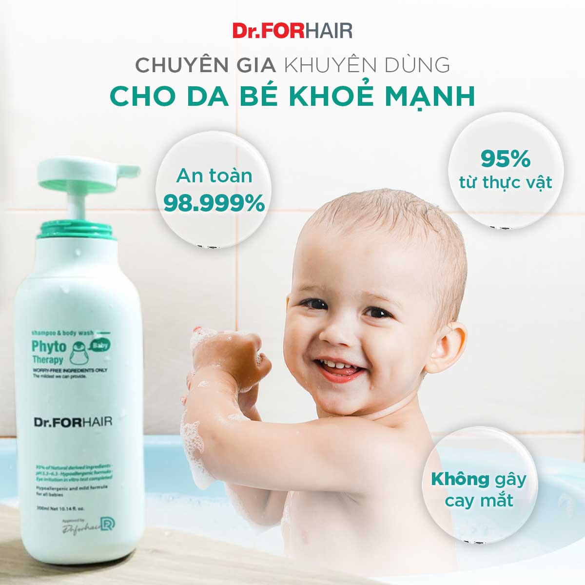 Combo gội cho mẹ và tắm gội cho bé chiết xuất từ thực vật Dr.FORHAIR Folligen Original Shampoo 300ml x Phyto Therapy Baby Shampoo & Body Wash 300ml