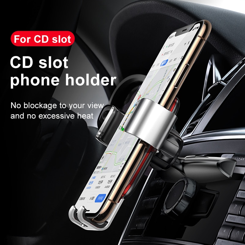 Giá đỡ điện thoại khóa tự động cho xe hơi Baseus Metal kẹp khe CD đóng mở tự động khi để điện thoại vào