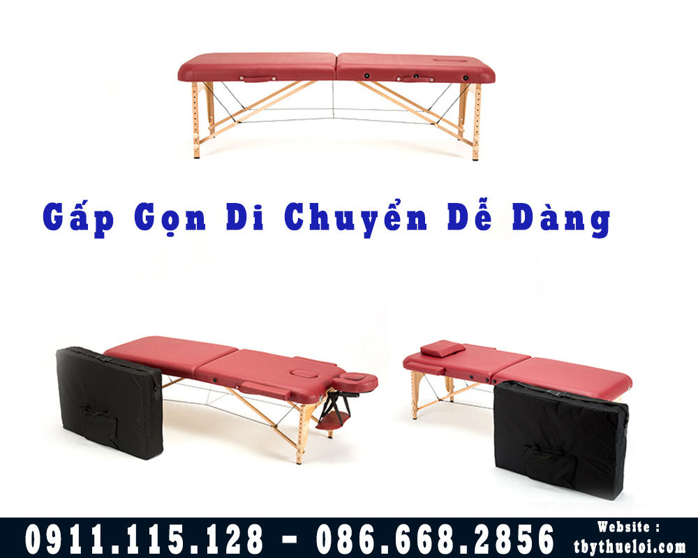 Giường massage gấp gọn chân gỗ HL1 - Giường Spa Gấp Gọn