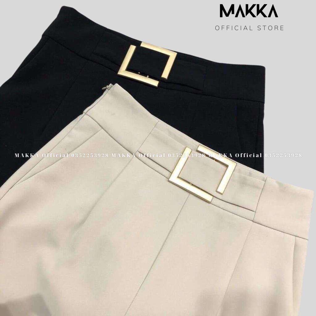 Quần baggy công sở nữ MAKKA baggy đai vuông khóa giọt lệ hông 834